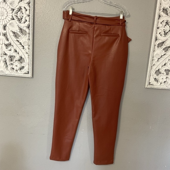 Fashionnova Blondie Belted Faux eather Pants - Chestnut Medium new with tags - Picture 7 of 12
